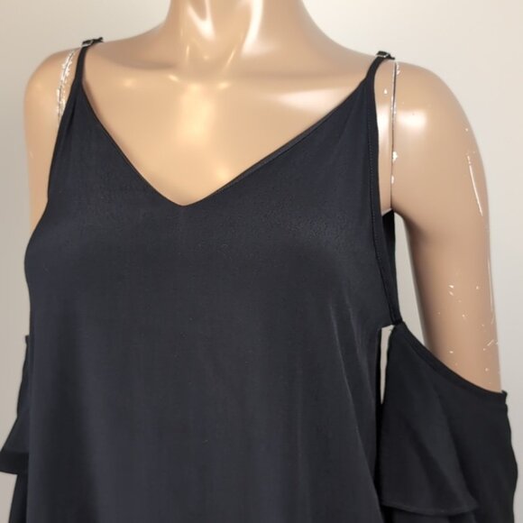 Audrey 3+1 Cold Shoulder Swing Dress Ruffle Sleeve Cami Vneck Party Cocktail - Picture 2 of 10